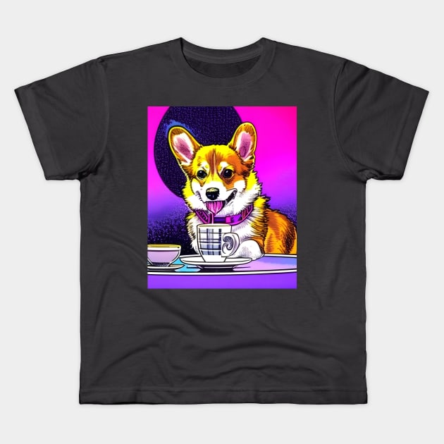 Corgi And Coffe Kids T-Shirt by Megaluxe 